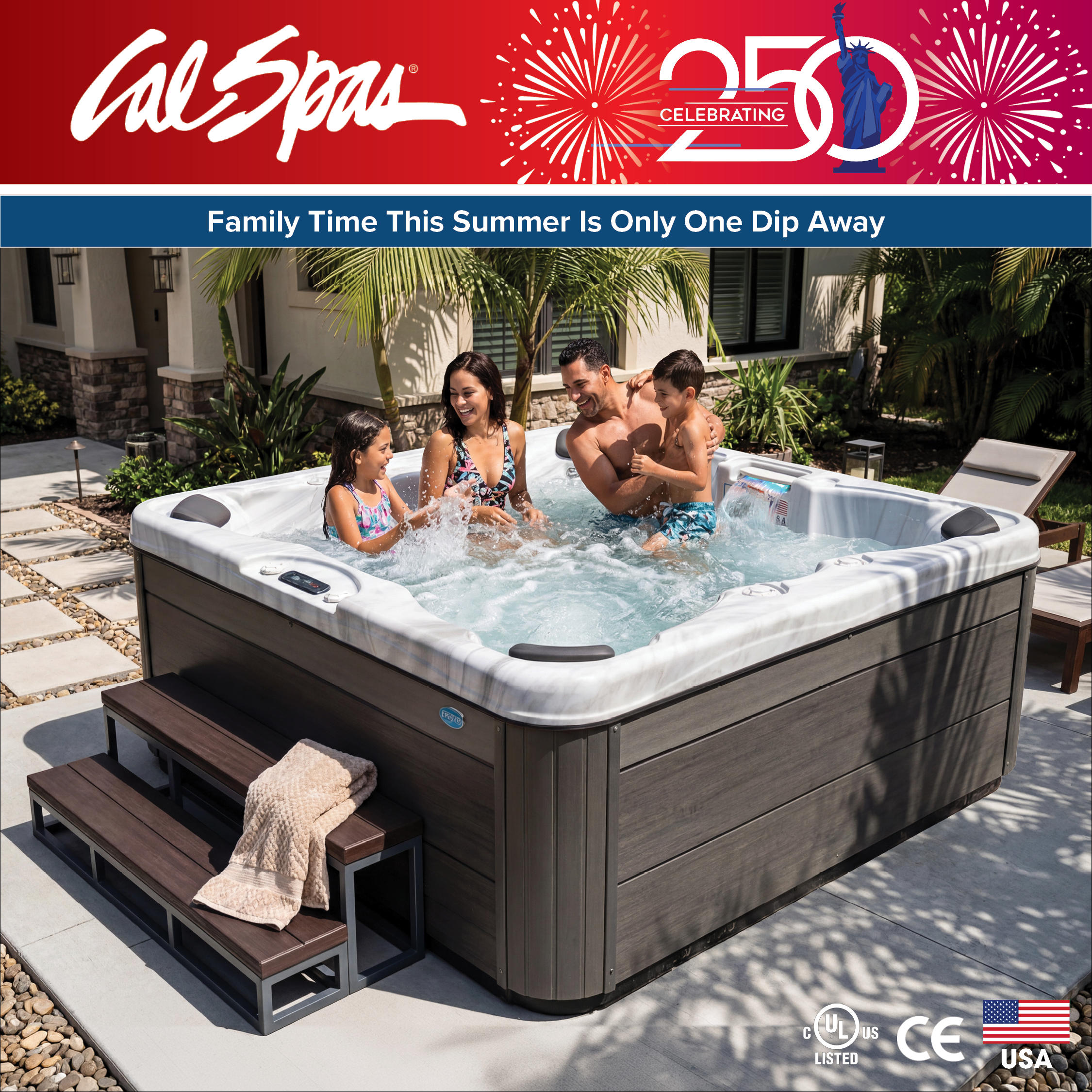 Calspas hot tub being used in a family setting - Bellevue-ne